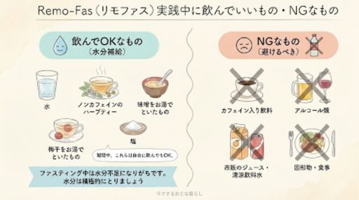 水・ハーブティーはOKだがカフェイン・アルコールはNGのファスティング飲料ルール